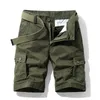 Oiata Men Summer Casual Vintage Classic Pockets Loose Fit Cargo Shorts Outwear Fashion Twill 100% Cotton 210714