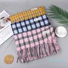 Thickened warm lattice scarf autumn winter Korean couple small square imitation cashmere student long shawl men's versatile