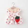 Sac cadeau enfants bébé filles été sans manches imprimé fraise froncé genou-longueur robe enfant en bas âge enfants vêtements décontractés 6M-4Y Q0716