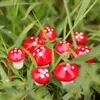 10st / set Artificial Mini Mushroom Miniatyres Fairy Garden Moss Terrarium harts hantverk dekorationer Stakes Craft 2cm Q0811