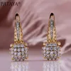 PATAYA Luxury Natural Zircon Big Women Modern Wedding Fashion Jewelry 585 Rose Gold Vintage Metal Dangle Earrings