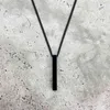 Collana classica rettangolare da uomo in acciaio inossidabile di colore nero con catena cubana per regalo di gioielli da uomo