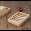 Dishes Aessories Home & Gardennatural Wooden Dish Tray Holder Storage Soap Rack Boxes Container For Bath Shower Plate Bathroom Da084 Drop Del