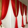 Decorazione per feste Design Tenda bianca Rosso ghiaccio Seta oro Paillettes Drappo Sfondo Matrimonio Compleanno4852326