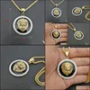 Pendant Necklaces & Pendants Jewelry Hip Hop Charm Iced Out Bling Golden Lion Head Male Gold Color Stainless Steel Chain Rock Gift For Men Y
