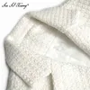 Seasipijska projektant mody jesień zima wełniana mieszanka znosić kobiety luksusowe kryształowe podwójne breaded frezowanie z długim rękawem outwear 211110