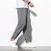 Heren losse harajuku plaid broek patchwork katoen linnen hiphop harembroek mannen casual mannelijke koreaanse broek streetwear 2020 nieuwe x0723
