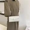 Women's Black Alligator PU Leather Small Flap Bags 2021 Fashion Cover Mini Shoulder Messenger Bag