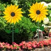 Yellow Sunflower Windmill Decoration Creative Wrought Iron Sunflower Wind Spinner Sculptures Garden Yard Lawn Wind Mill Decors Q0811