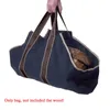 Storage Bag Canvas Wood Firewood Tote Round Rack Indoor Log Holder Large Carrier Bags