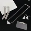 Full Diamond Designer Necklace Triangle Label Pendant Tassel Earrings Women Rhinestone Studs Jewelry