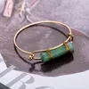 Gold Plating Verpakt cilinder kolom Stone Bangle Charm Rozenkwarts Healing Druzy Stones Armbanden Sieraden maken