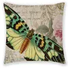 Coussin/oreiller décoratif papillon libellule motif coton lin carré jeter étui salon canapé housse de coussin 45x45 élégant décor à la maison