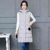 Winter Women Cotton Down Vest Plus Size M-5XL Sleeveless Warm Hooded Loose Casual Long Female Outerwear Padded Jacket 211120