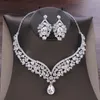 Baroque Crystal Water Drop Bridal Jewelry Sets Rhinestone Tiaras Crown Necklace Earrings for Bride Wedding Dubai Jewelry Set227I