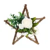 زهور الزهور الزهور أكاليل نبات الاصطناعي راتان روز إكليلا وإكليل من الخشب من خمسة نقاط نجم القلادة ديكور المنزل