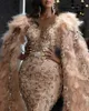 Aftonklänningar 2021 Sexig Arabisk Juvel Neck Illusion Lace Appliques Crystal Beaded Black Mermaid Långärmad Formell Party Dress Prom Crows