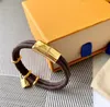 Fashion Classic Round Brown PU Leather Bracelet with Metal Lock Head In Gift Retail Box Stock SL05242y