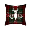 Christmas Pillow Case Plaid Cushion Covers Peach Blossom Printed Xmas Decoration Home Furnishings