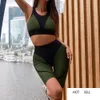 Sportkläder Yoga Set Kvinnor Sport Bra Sexig Hög midja Hip Tight Leggings Stitching