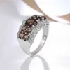 GZ ZONGFA Fashion Smokey Quartz Women Jewelry 925 Sterling Silver French Natural Zircon Wedding Ring per regalo