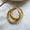 Afshor Fashion Gold Color Beversize Charm Hoop Ear для женщин Широкий Большой Металлический Круглый Круг Серьги Серьги Винтажные Ювелирные Изделия Гиф