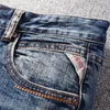 Włoski styl Moda Mężczyźni Dżinsy Wysokiej Jakości Retro Niebieski Elastyczne Slim Fit Ripped Vintage Designer Casual Denim Spodnie Tdar