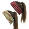 Dames automne hiver Mohair queue de cheval couleur cravate-teinture bandeau vide haut oreille Protection front chaud tricoté laine chapeau RRB11746