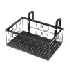 Hooks & Rails Flowers Pot Plant Stand Metal Rectangular Flower Railing Hanging Holder Indoor Balcony Garden Deck Planter Bracket