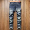 Carta reta Impresso Jeans Masculinos Bordado Patchwork Denim Calças Streetwear Branqueado Stretch Calças Stretch para Roupas Masculinas