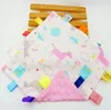 Serviettes d'apaisement pour bébé, sucette en coton doux, anneau de dentition pour nourrissons, confort de sommeil, couverture de câlin, jouets avec étiquettes colorées, douche, 23 couleurs, 25x25cm