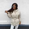 女性パーカーウィンタージャケットコート厚い韓国のファッションサッシホワイトブラックレッドベージュ211018