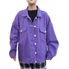 Весна Винтаж BF Свободная джинсовая куртка женская Harajuku фиолетовые джинсы с короткими улицами Повседневная ветровка 210531