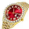 Hip Hop Trend 18K Gold Diamond Men's Watch Top Iced Out Waterproof Quartz Reloj Hombre Wristwatches275g