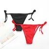 Kvinnors badkläder Kvinnor Kvinnor Sexig 2st Bikini Set Hollow Out Front Backless Brasilian Micro Swimsuit Side Tie Low Rise Solid Color