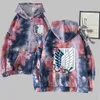 Anime Hoodie Attack op Titan Double-Sided Print Tie-Dye Pullovers Tops Doek Y0804