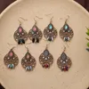 Boucles d'oreilles Vintage rondes creuses en métal doré pour femmes, bijoux indiens Jhumka en cristal rétro goutte d'eau