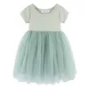 Mudkingdom Sparkly Mädchen Tutu Kleid Prinzessin Plain Kleinkind Kurzarm ES Mädchen Party Tüll Kleidung Kinder Sommer 210615