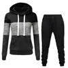 Kvinnor Tracksuit 2 Pieces Set Winter Hoodies + Byxor Patchwork Pullover Sweatshirt Kvinna Sport kostym Outfits för kvinna kläder 210930