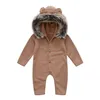 Pagliaccetti con cappuccio per bambini Collo di pelliccia Tute Tute semplici Tute a maniche lunghe Tute per neonati Vestiti M3853