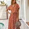 Vestido de verano blanco con estampado de puntos para mujer, nueva túnica de manga corta, vestido Midi Vintage, vestido informal de playa bohemio para vacaciones, Vestidos 210325