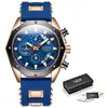 2021 Lige New Fashion Mens Zegarki Top Marka Luksusowy Silikonowy Sport Watch Mężczyźni Kwarcowy Daktyl Zegar Wodoodporny Zegarek Chronograph Q0524