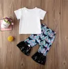 Kids Infant Baby Girl Trajes Conjunto de encaje con volantes blancos Manga corta Tops + Pantalones de arco + Conjuntos de ropa de la banda de pelo