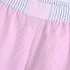 Women Fashion Patchwork Striped Print Casual Summer Shorts Chic Elastic Waist Pink Color Pantalones Cortos 210521
