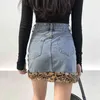 Leopard tryckta kvinnor Y2K mini kjolar sexig vintage skinny bodycon estetic streetwear hajuku 90s 210514