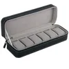 6 10 12 Slot Watch Box Portable Travel Zipper Case Collector Storage Storage Storage BoxBlack259L