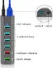 Topesel 6 Puertos Súper de alta velocidad USB 3.0 HUB Splitter + Adaptador de corriente 24W 3.0 Cable, cargador rápido inteligente gris 210615
