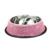 Crystal Pet Bowl Inkrustowana stal nierdzewna Pet Pies Kot Food Water Bowl JS23 210320