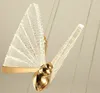 LED papillon lampes suspendues nordique Art déco couleur chevet pendentifs lustre décoratif cuisine chambre café salon intérieur simple tête plafonnier