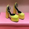 Sandals Retro Mary Janes Women Summer Shoes Sexy Thick High Heel Platform Black Red Yellow Dress Party Wedding Woman Pumps 2021 Big Size 35-42 with box